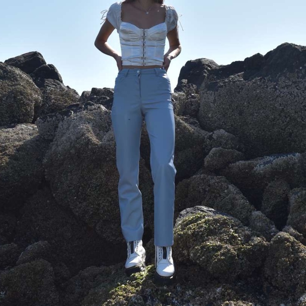 Aritzia light blue leather pants!